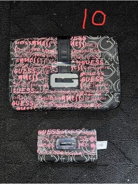 Guess Black & Pink Logo Clutch and Wallet Duo